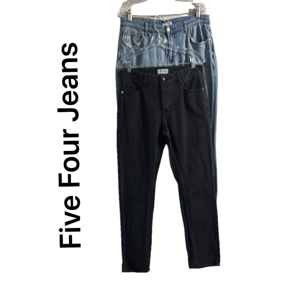 2 Five Four Men's Black and Light Blue Jeans